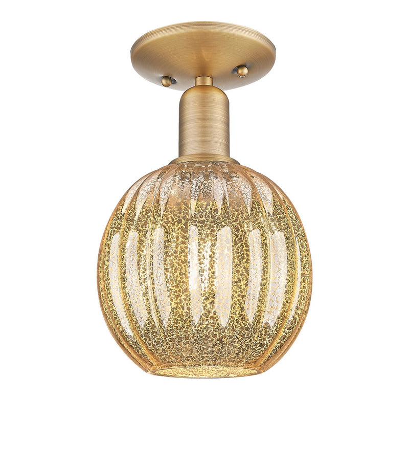 Innovations 716-1C-BB-G458-7ME One Light Semi-Flush Mount, Brushed Brass