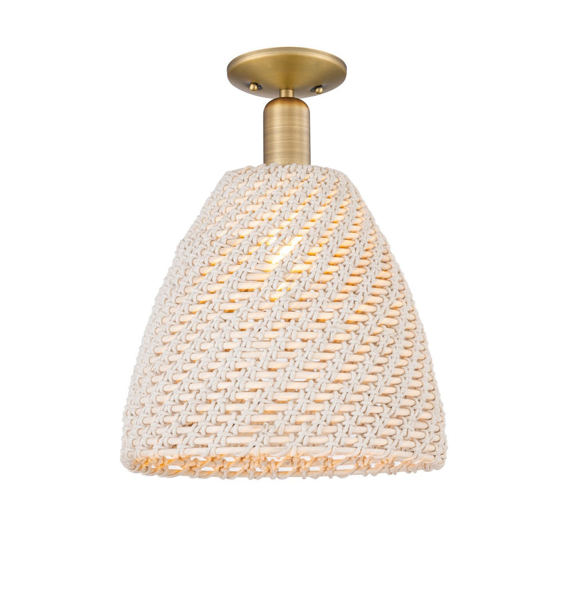 Innovations 716-1C-BB-NBD-12-NAT One Light Semi-Flush Mount, Brushed Brass