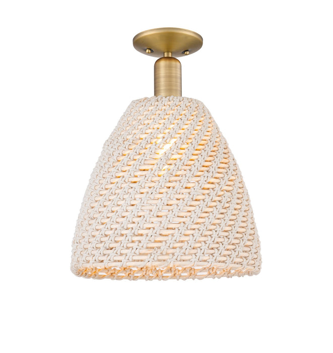 Innovations 716-1C-BB-NBD-12-NAT One Light Semi-Flush Mount, Brushed Brass