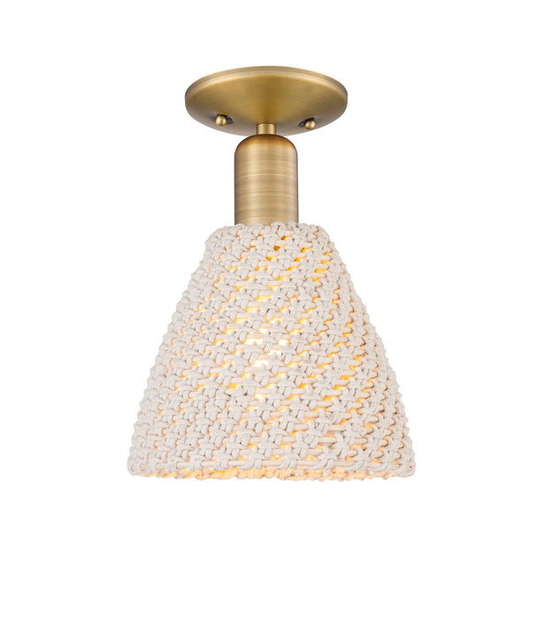 Innovations 716-1C-BB-NBD-75-NAT One Light Semi-Flush Mount, Brushed Brass