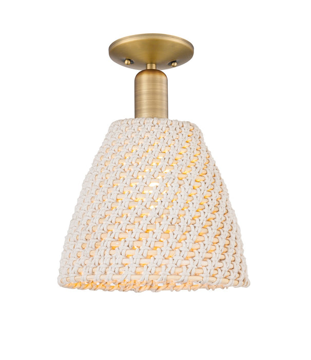 Innovations 716-1C-BB-NBD-9-NAT One Light Semi-Flush Mount, Brushed Brass