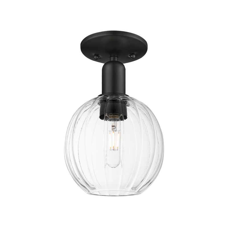 Innovations 716-1C-BK-G458-7CL One Light Semi-Flush Mount, Matte Black