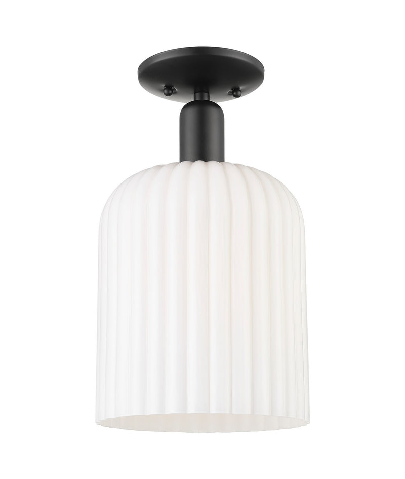 Innovations 716-1C-BK-G559-8GWH One Light Semi-Flush Mount, Matte Black