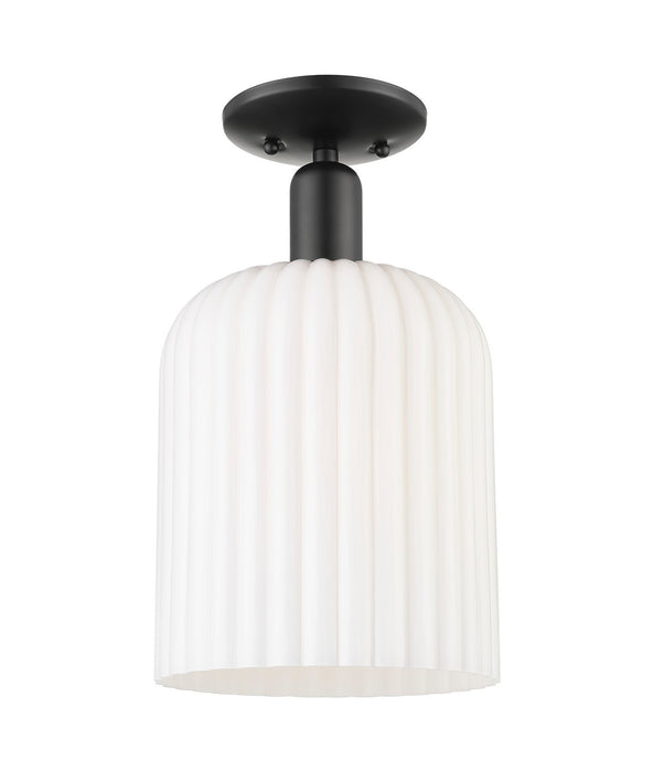 Innovations 716-1C-BK-G559-8GWH One Light Semi-Flush Mount, Matte Black