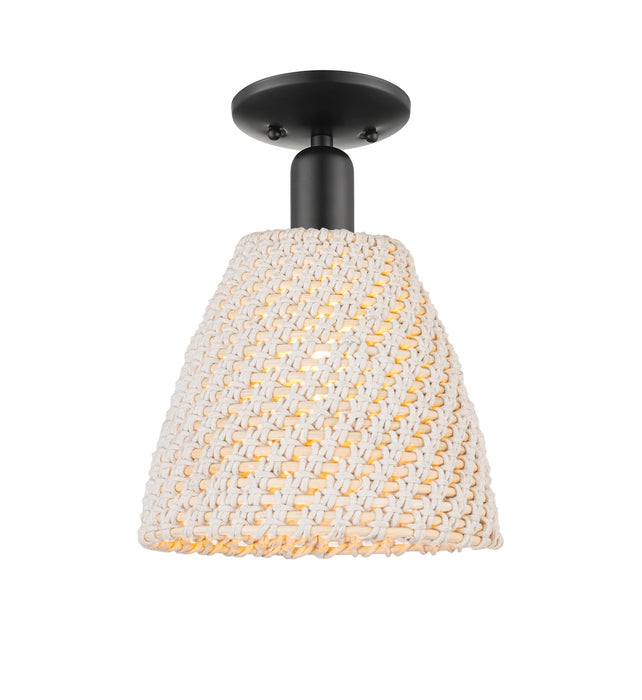 Innovations 716-1C-BK-NBD-9-NAT One Light Semi-Flush Mount, Matte Black