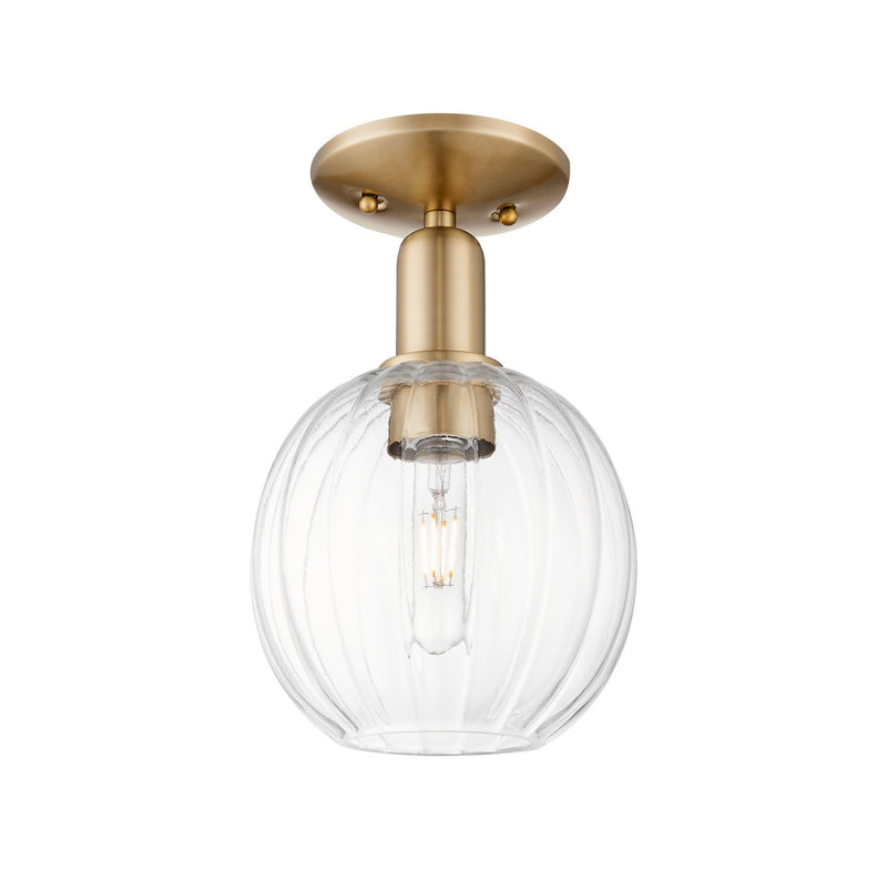 Innovations 716-1C-CB-G458-7CL One Light Semi-Flush Mount, Champagne Bronze