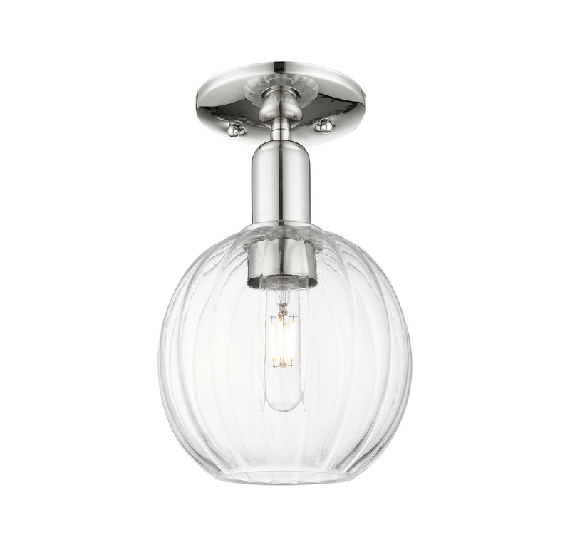 Innovations 716-1C-PN-G458-7CL One Light Semi-Flush Mount, Polished Nickel