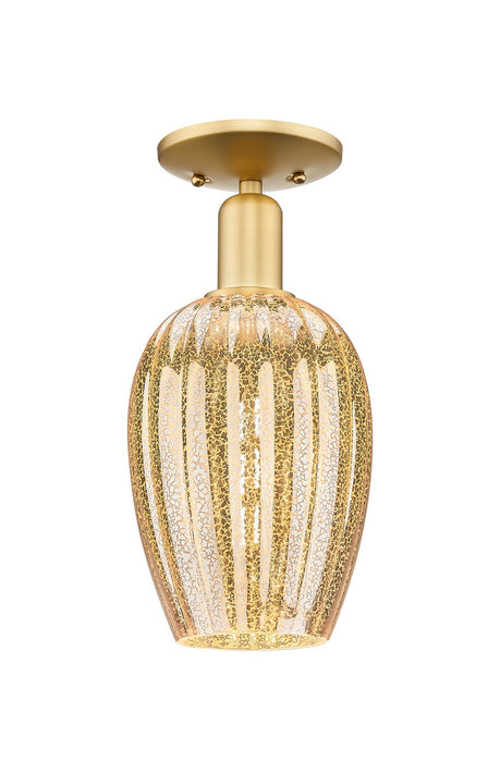 Innovations 716-1C-SG-G457-6ME One Light Semi-Flush Mount, Satin Gold