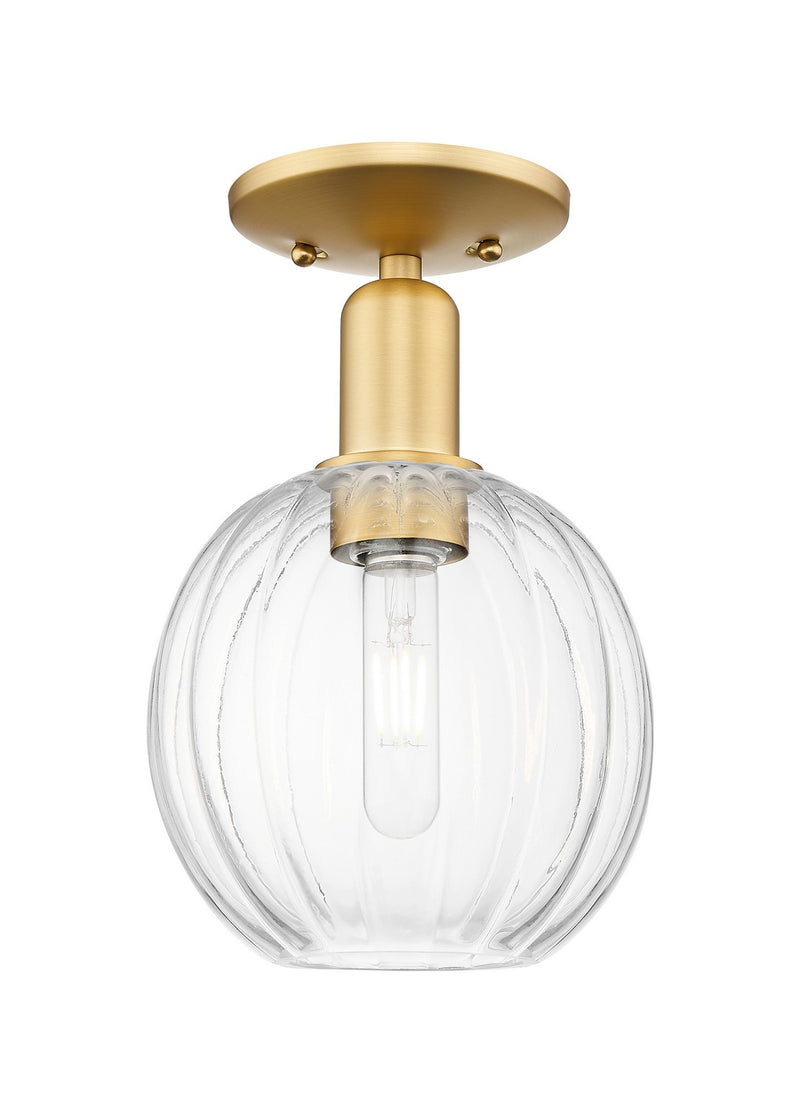 Innovations 716-1C-SG-G458-7CL One Light Semi-Flush Mount, Satin Gold