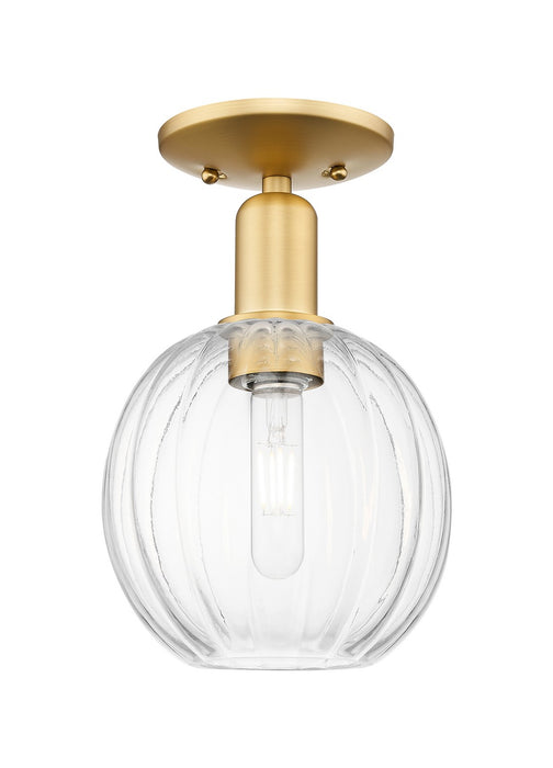 Innovations 716-1C-SG-G458-7CL One Light Semi-Flush Mount, Satin Gold