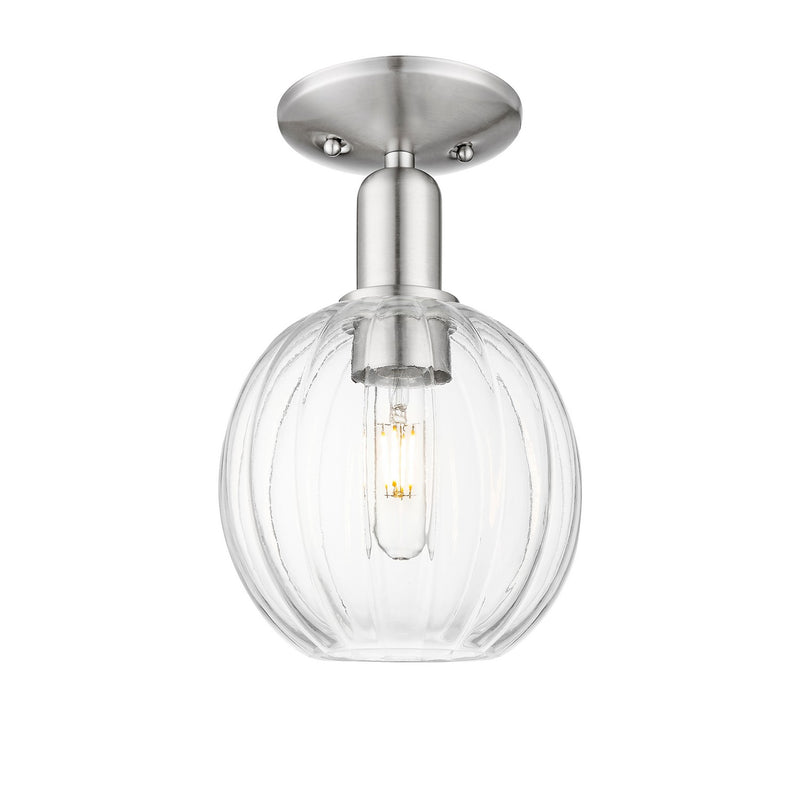 Innovations 716-1C-SN-G458-7CL One Light Semi-Flush Mount, Brushed Satin Nickel