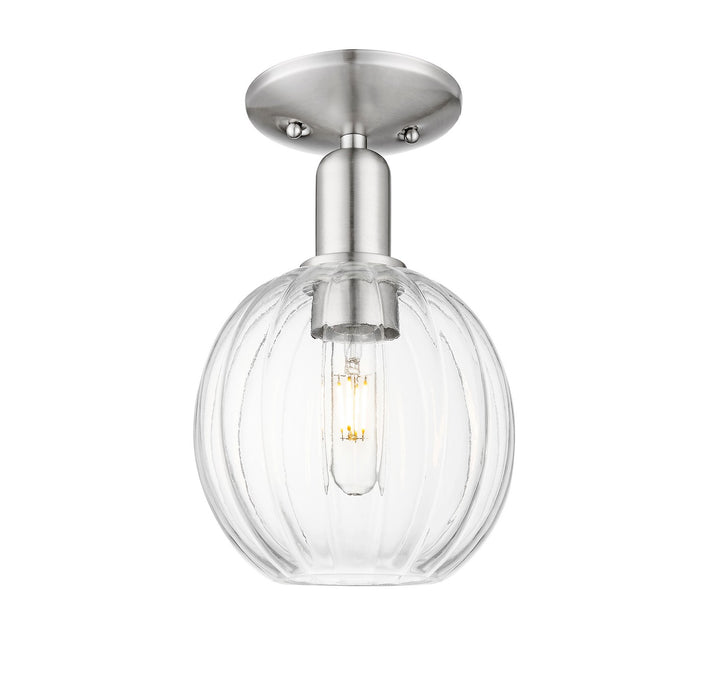 Innovations 716-1C-SN-G458-7CL One Light Semi-Flush Mount, Brushed Satin Nickel