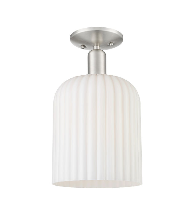 Innovations 716-1C-SN-G559-8GWH One Light Semi-Flush Mount, Brushed Satin Nickel