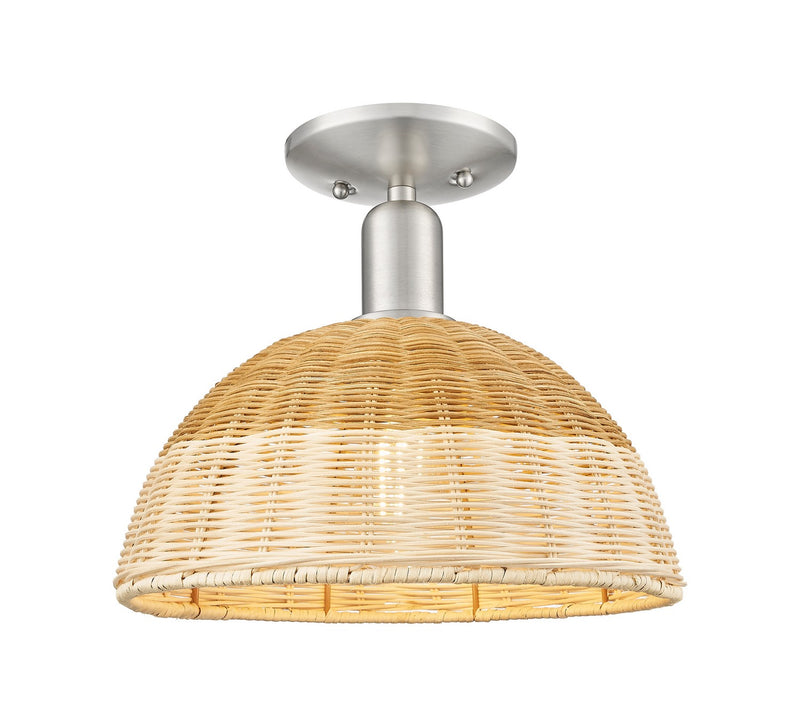 Innovations 716-1C-SN-NBD2-12-NAT One Light Semi-Flush Mount, Brushed Satin Nickel