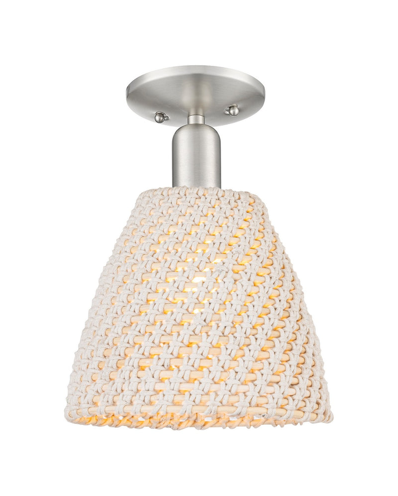 Innovations 716-1C-SN-NBD-9-NAT One Light Semi-Flush Mount, Brushed Satin Nickel