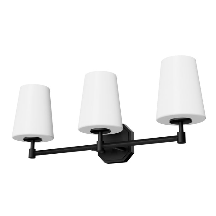 Hunter 48055 Three Light Bathroom Vanity, Matte Black