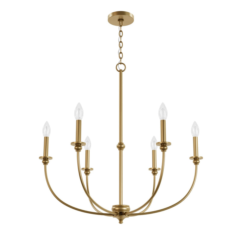 Hunter 48066 Six Light Chandelier, Luxe Gold