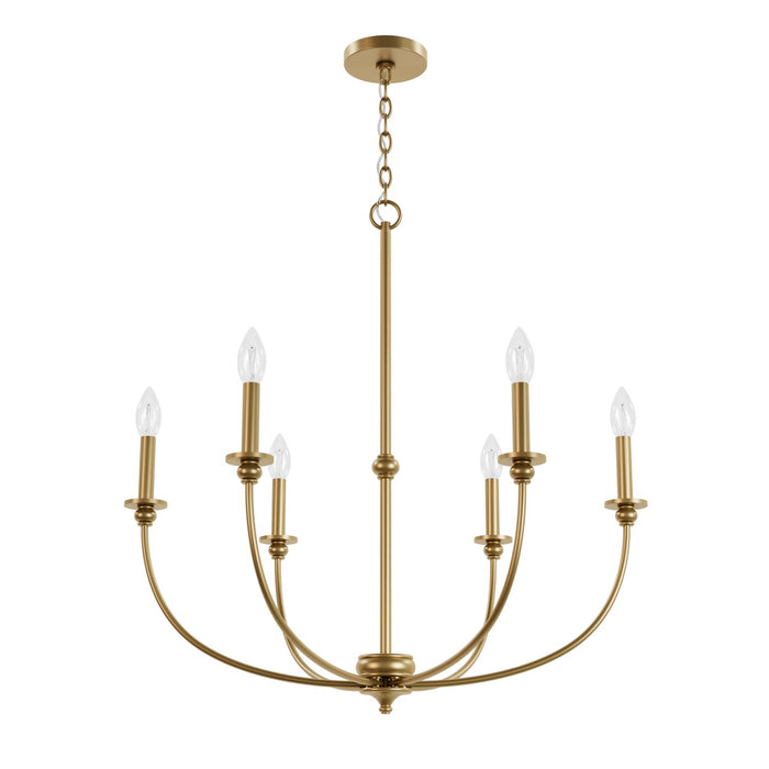 Hunter 48066 Six Light Chandelier, Luxe Gold
