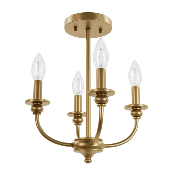Hunter 48068 Four Light Flush Mount, Luxe Gold