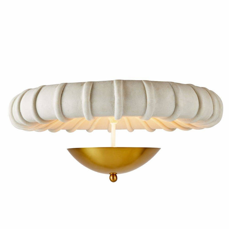 Arteriors DFC12 Three Light Flush Mount, Ivory/Antique Brass