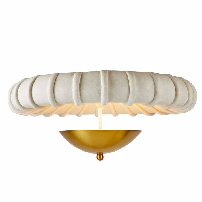 Arteriors DFC12 Three Light Flush Mount, Ivory/Antique Brass