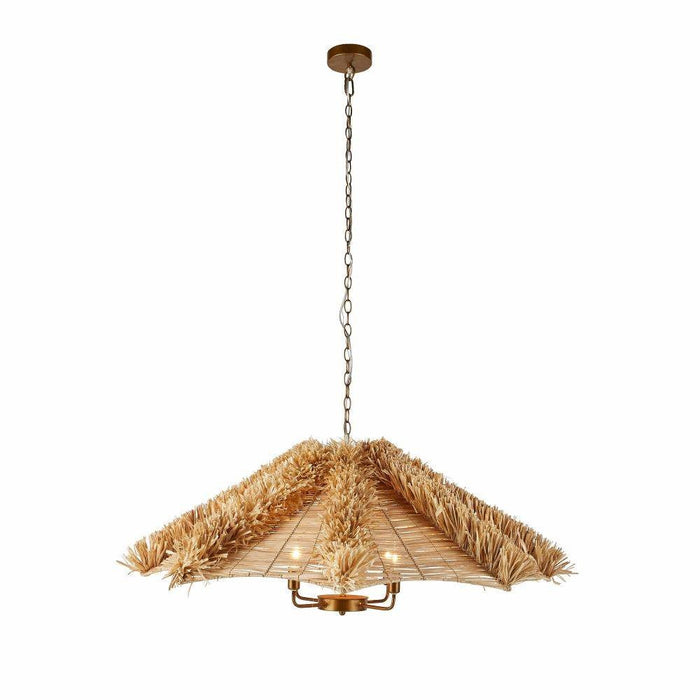 Arteriors DLS09 Four Light Chandelier, Natural/Natural/Antique Brass