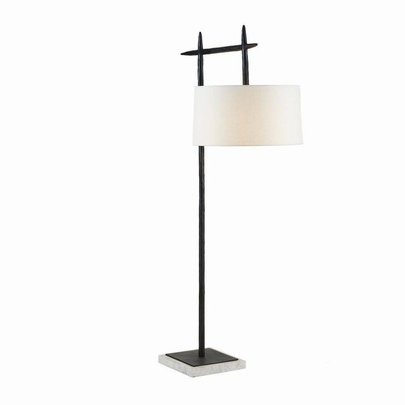 Arteriors PFI10-SH053 One Light Floor Lamp, Blackened Iron/White/Off-White/Off-White