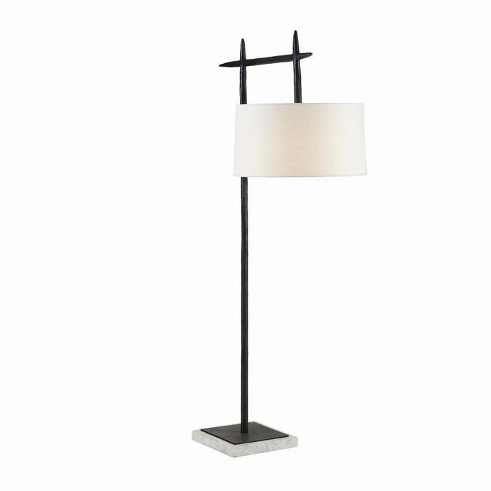 Arteriors PFI10-SH053 One Light Floor Lamp, Blackened Iron/White/Off-White/Off-White