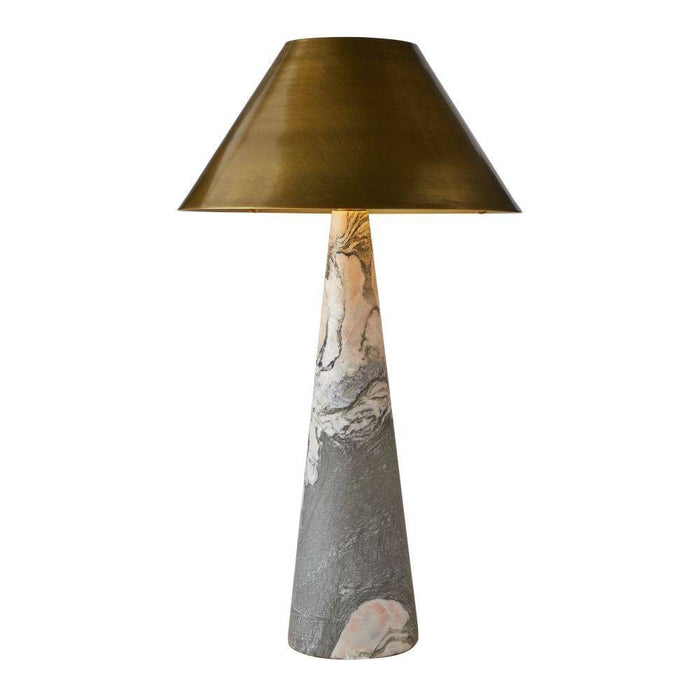 Arteriors PTC39 One Light Table Lamp, Calacatta Viola/Antique Brass