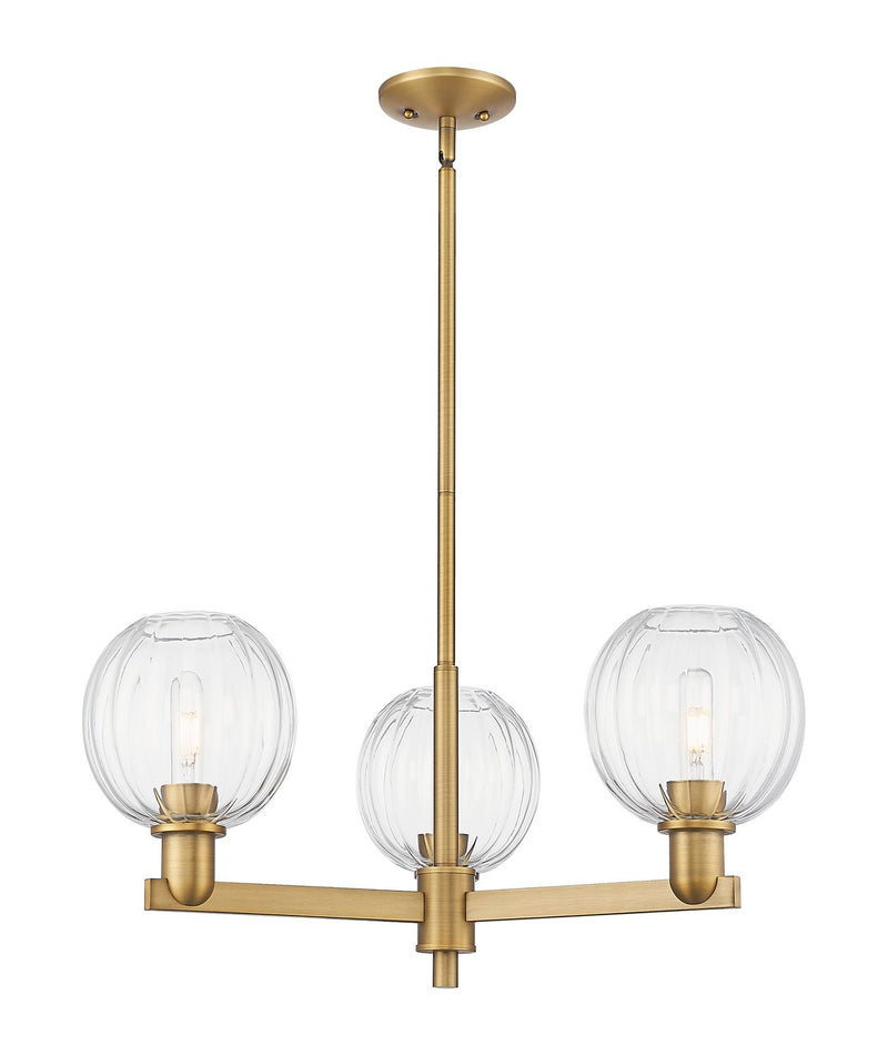 Innovations 716-3CR-BB-G458-7CL Three Light Flush Mount, Brushed Brass