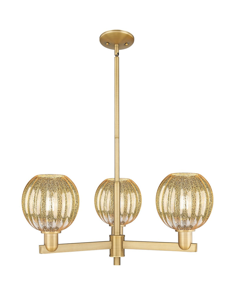 Innovations 716-3CR-BB-G458-7ME Three Light Flush Mount, Brushed Brass