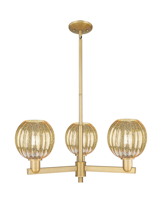 Innovations 716-3CR-BB-G458-7ME Three Light Flush Mount, Brushed Brass