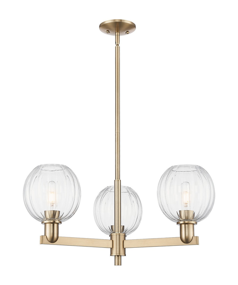 Innovations 716-3CR-CB-G458-7CL Three Light Flush Mount, Satin Nickel