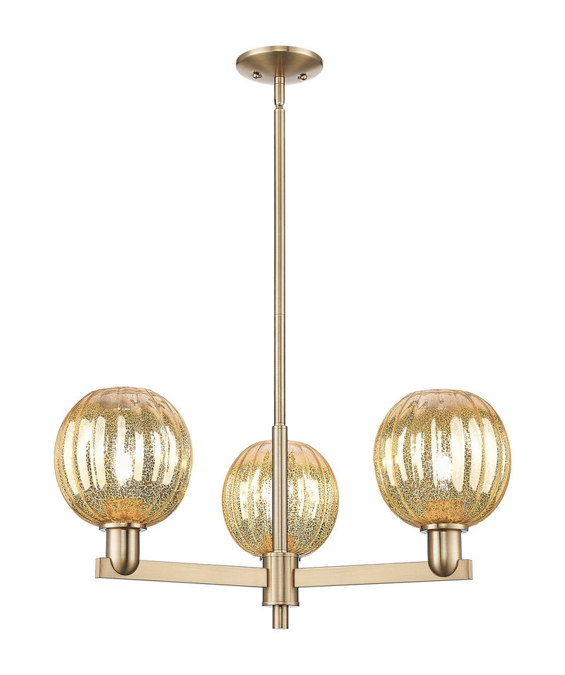 Innovations 716-3CR-CB-G458-7ME Three Light Flush Mount, Satin Nickel