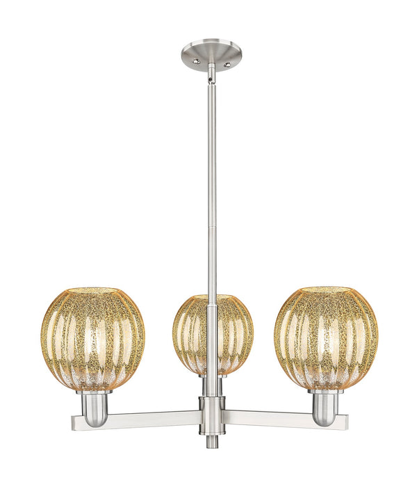 Innovations 716-3CR-SN-G458-7ME Three Light Flush Mount, Satin Nickel