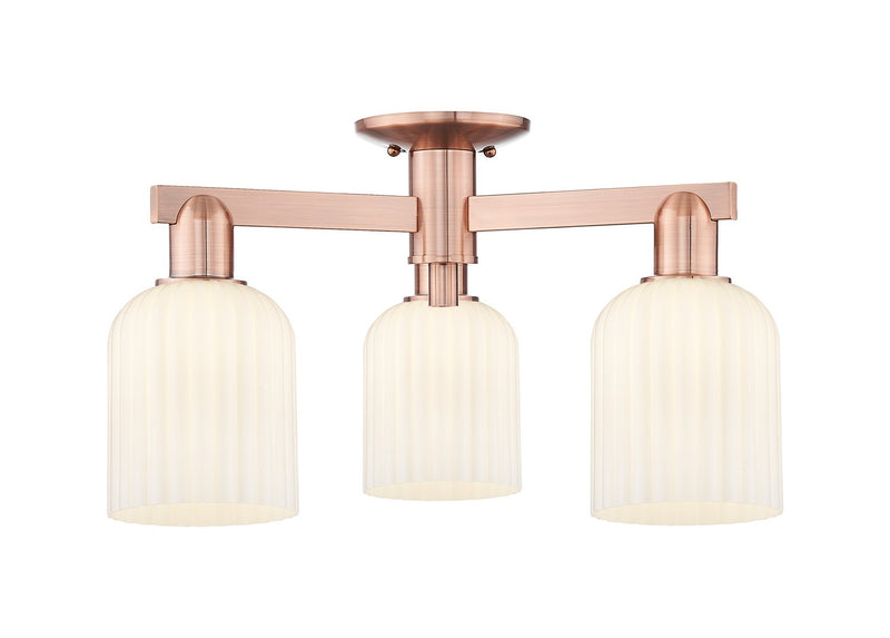 Innovations 716-3F-AC-G559-5GWH Three Light Semi-Flush Mount, Antique Copper
