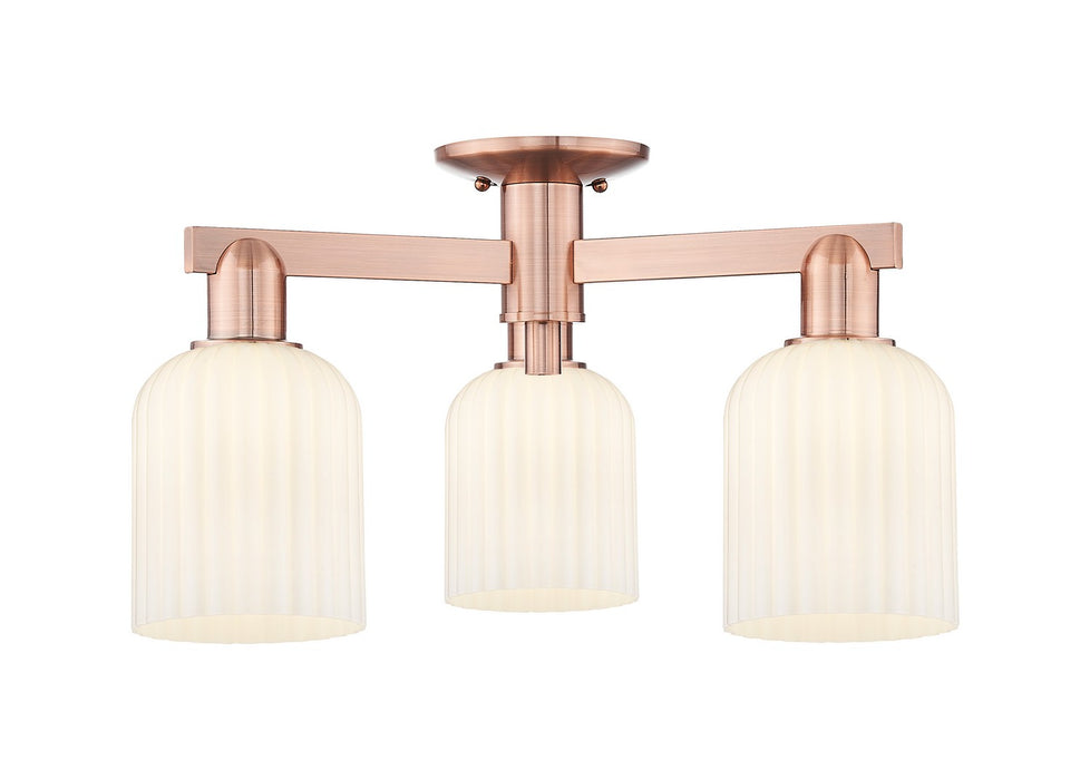 Innovations 716-3F-AC-G559-5GWH Three Light Semi-Flush Mount, Antique Copper