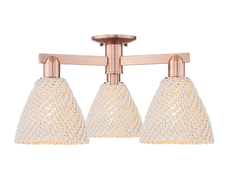 Innovations 716-3F-AC-NBD-75-NAT Three Light Semi-Flush Mount, Antique Copper