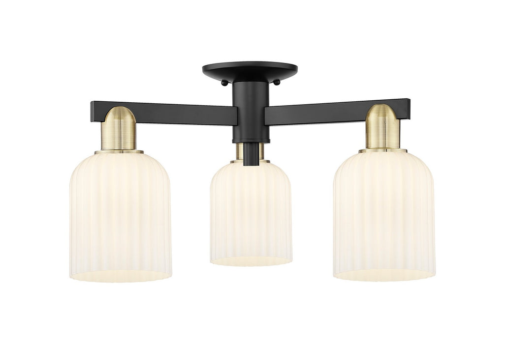 Innovations 716-3F-BAB-G559-5GWH Three Light Semi-Flush Mount, Black Antique Brass