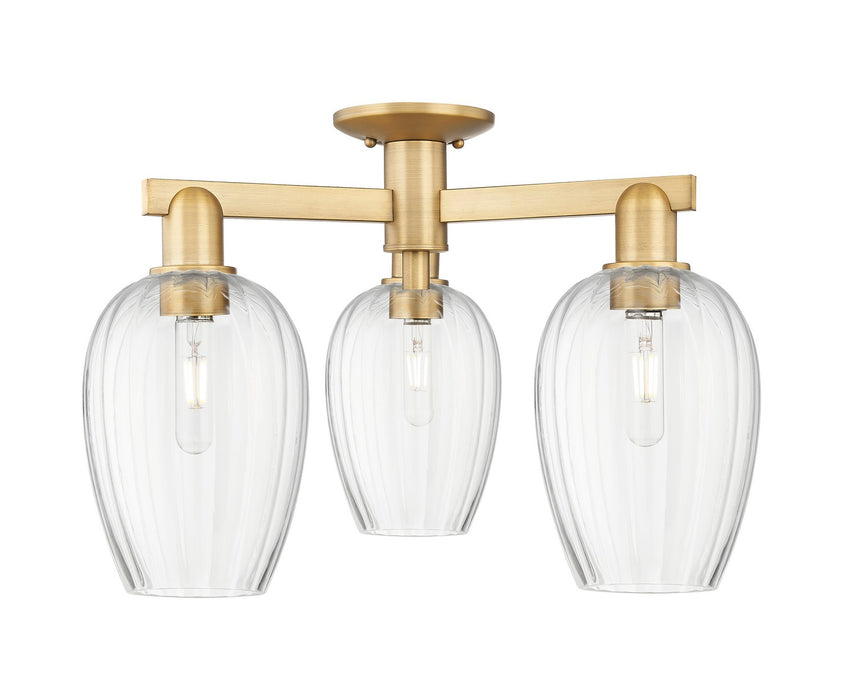 Innovations 716-3F-BB-G457-6CL Three Light Semi-Flush Mount, Brushed Brass