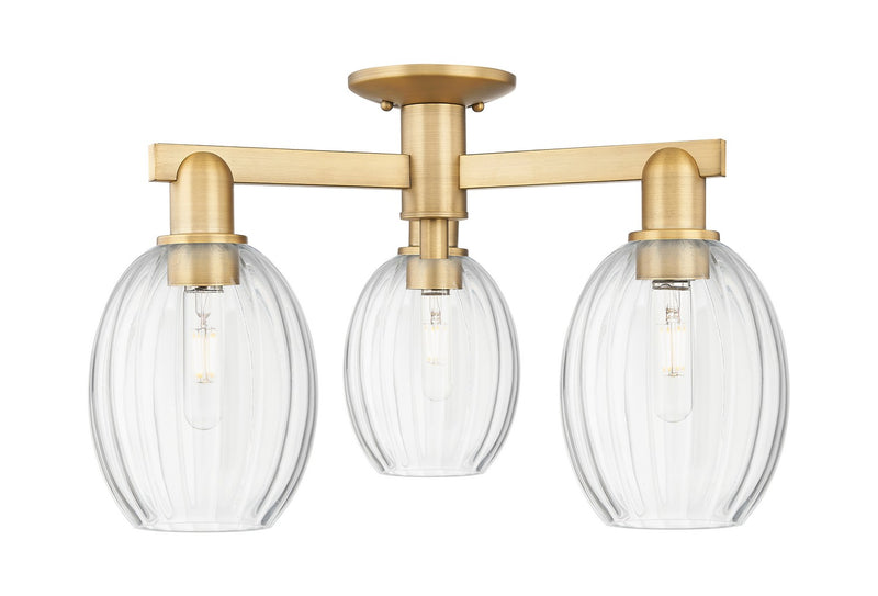 Innovations 716-3F-BB-G459-6CL Three Light Semi-Flush Mount, Brushed Brass