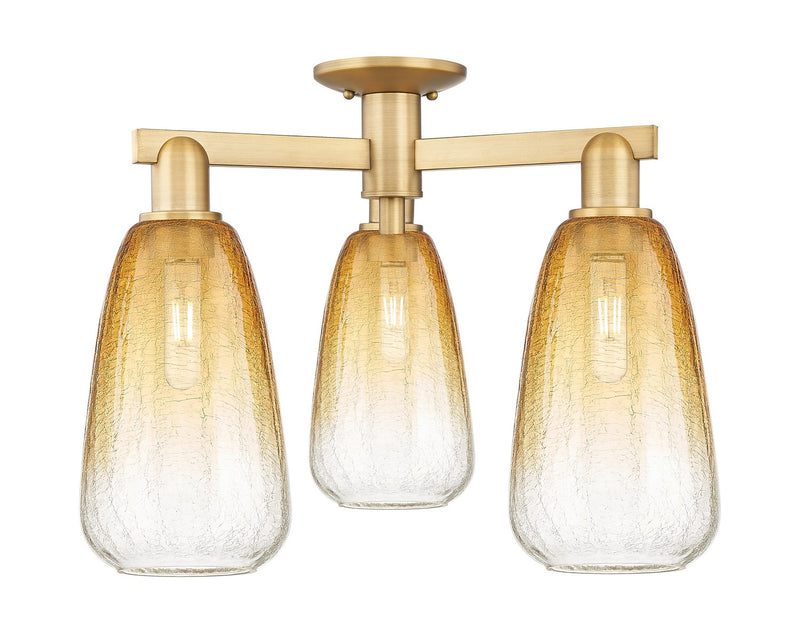 Innovations 716-3F-BB-G480-6AM Three Light Semi-Flush Mount, Brushed Brass