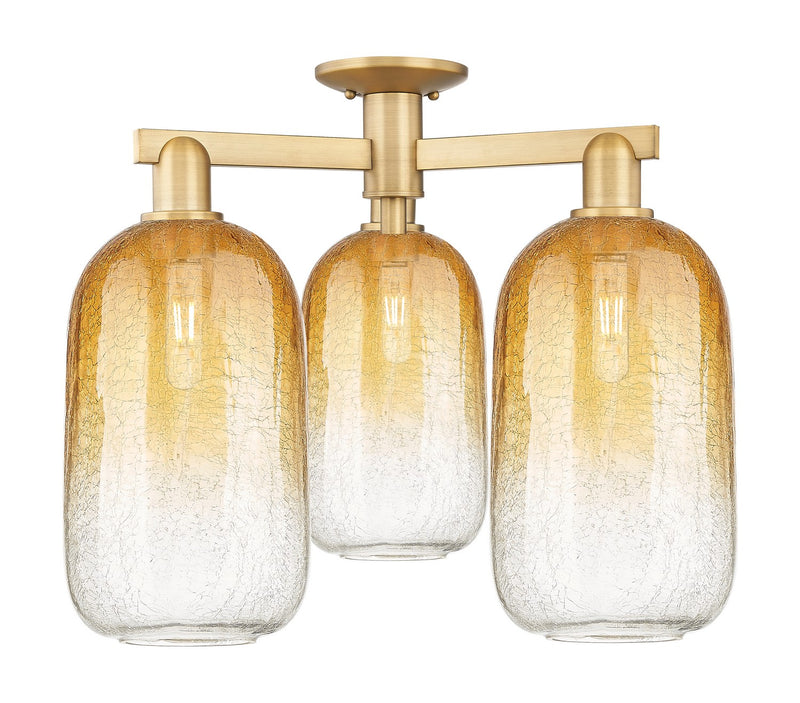 Innovations 716-3F-BB-G482-7AM Three Light Semi-Flush Mount, Brushed Brass