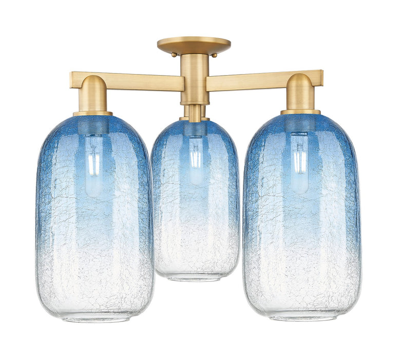 Innovations 716-3F-BB-G482-7SB Three Light Semi-Flush Mount, Brushed Brass