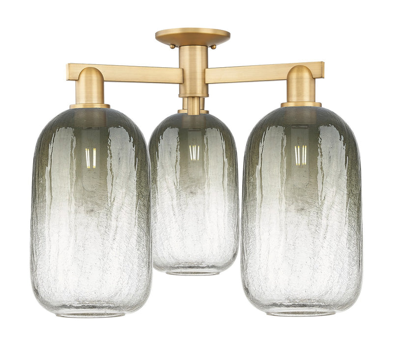 Innovations 716-3F-BB-G482-7SL Three Light Semi-Flush Mount, Brushed Brass