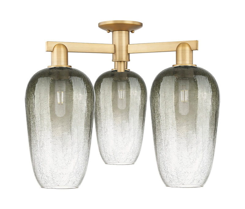 Innovations 716-3F-BB-G484-7SL Three Light Semi-Flush Mount, Brushed Brass