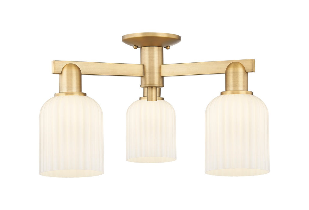 Innovations 716-3F-BB-G559-5GWH Three Light Semi-Flush Mount, Brushed Brass