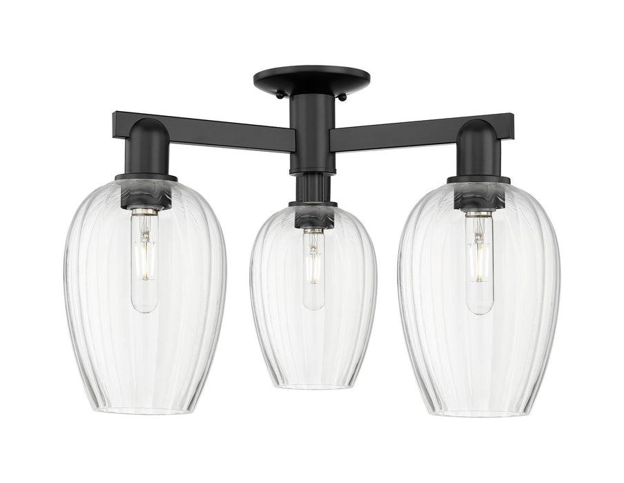 Innovations 716-3F-BK-G457-6CL Three Light Semi-Flush Mount, Matte Black