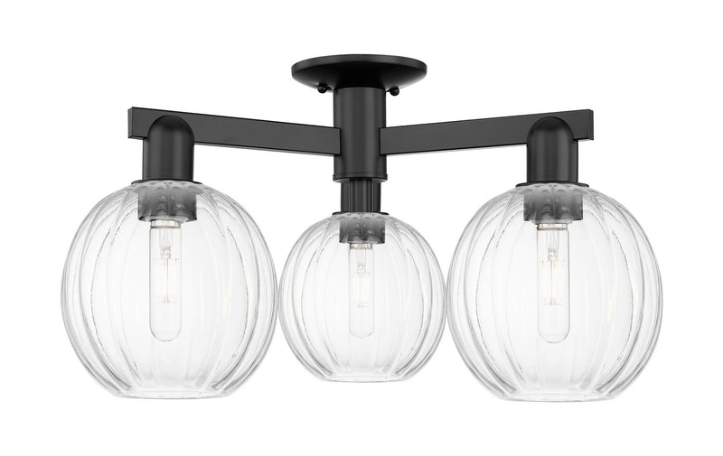 Innovations 716-3F-BK-G458-7CL Three Light Semi-Flush Mount, Matte Black