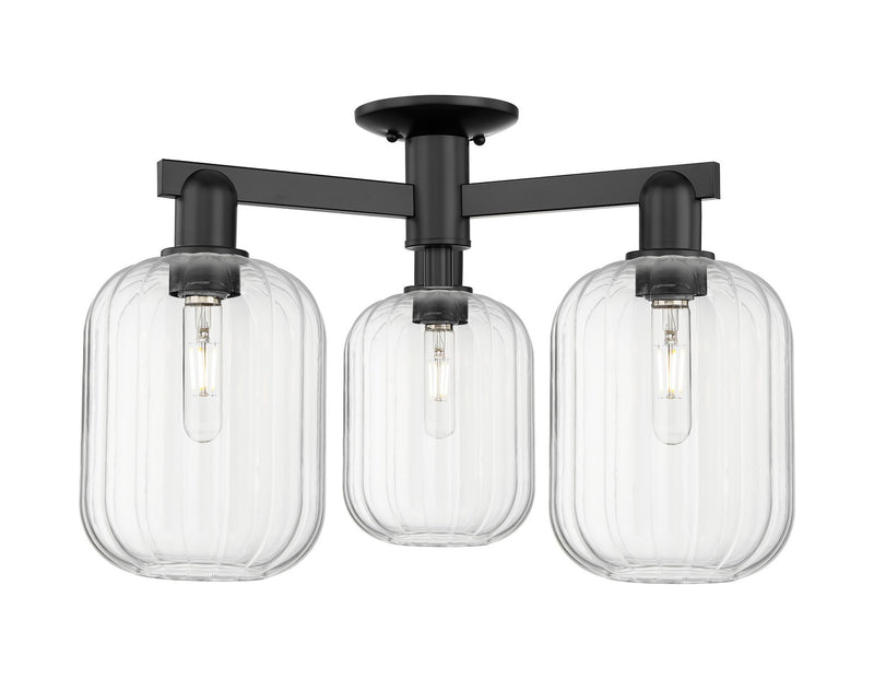 Innovations 716-3F-BK-G460-7CL Three Light Semi-Flush Mount, Matte Black